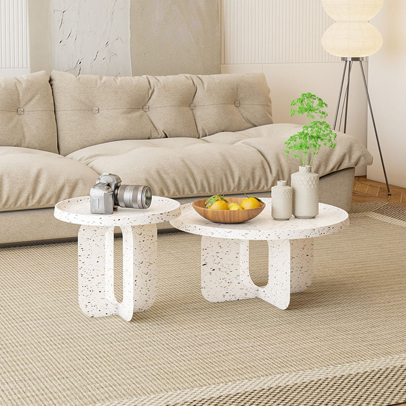 Modern Pedestal Round Coffee Table Set Tray Top Cocktail Table