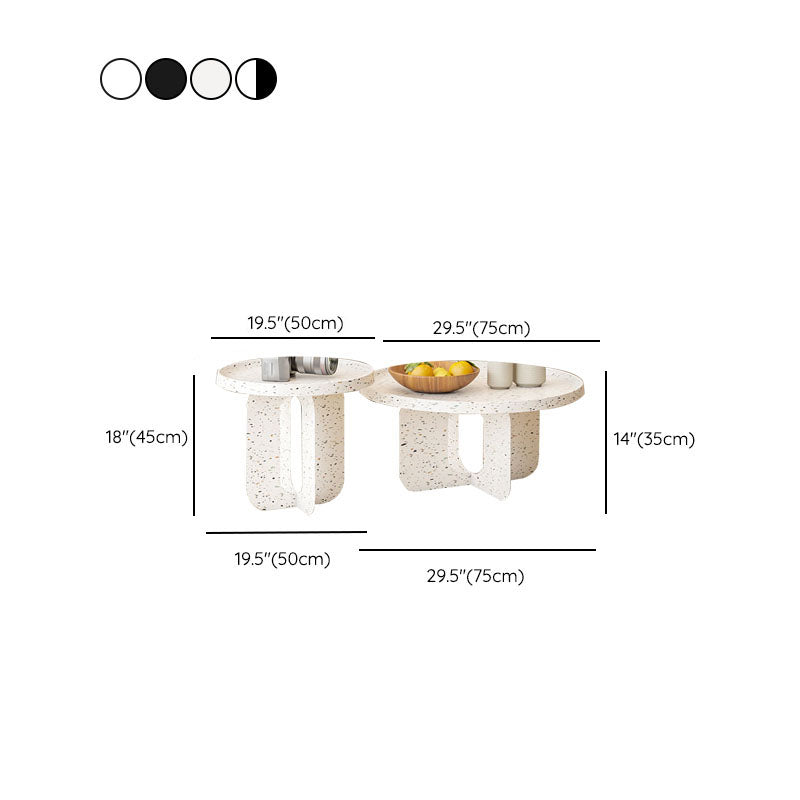 Modern Pedestal Round Coffee Table Set Tray Top Cocktail Table