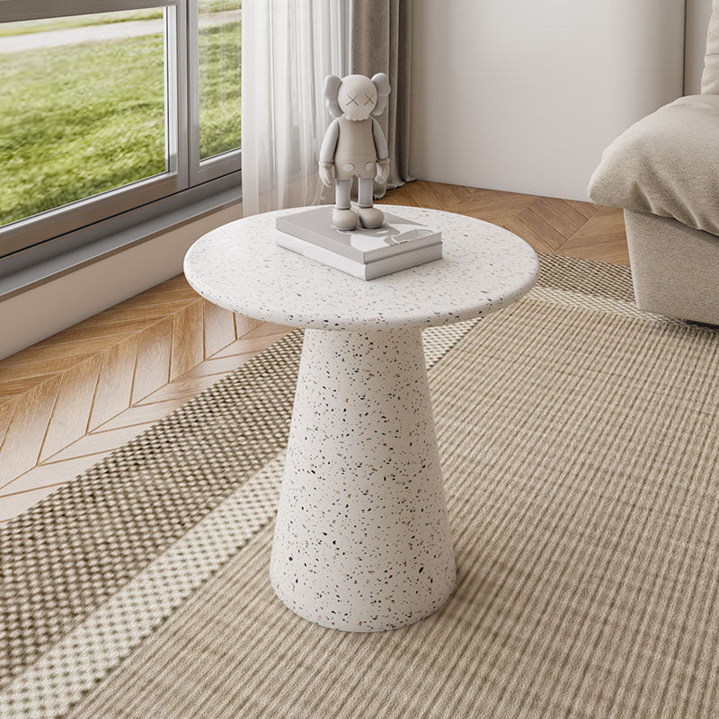 Round White Metal Coffee Table Modern Cocktail Table for Living Room