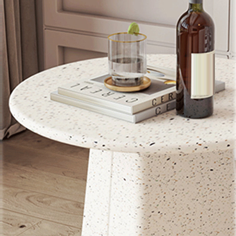 Round White Metal Coffee Table Modern Cocktail Table for Living Room