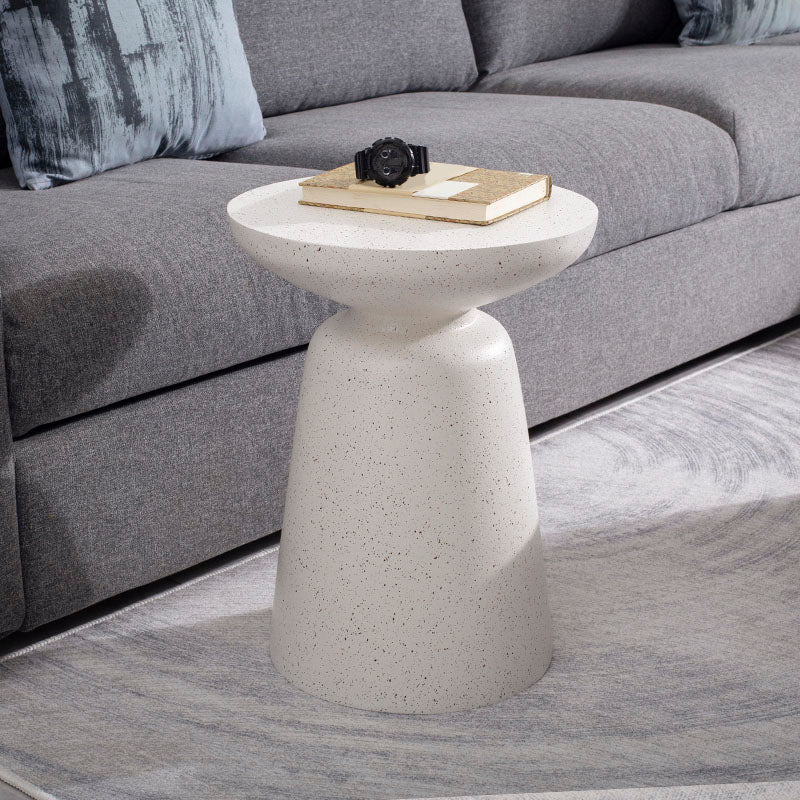 Round White Metal Coffee Table Pedestal 1 Single Cocktail Table