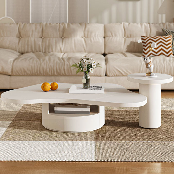 Abstract Coffee Table Wood Geometric Coffee Coffee or End Table with Drawer