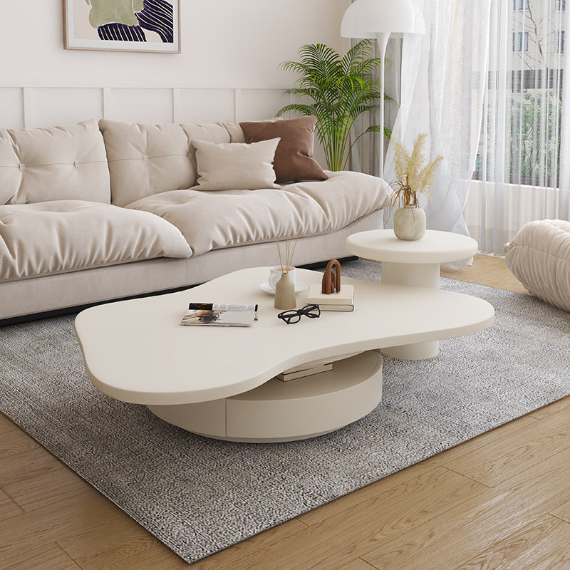 31" Wide Contemporary Coffee Table White Coffee Cocktail Table with Storage