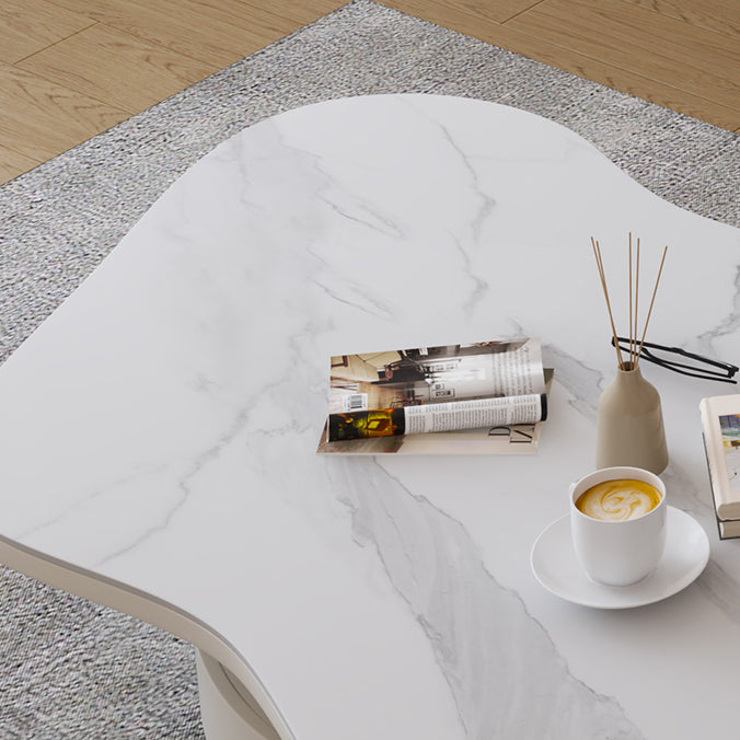 31" Wide Contemporary Coffee Table White Coffee Cocktail Table with Storage