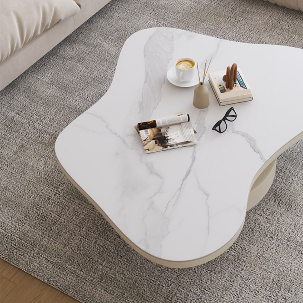 31" Wide Contemporary Coffee Table White Coffee Cocktail Table with Storage