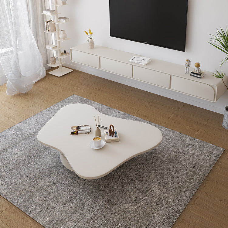 31" Wide Contemporary Coffee Table White Coffee Cocktail Table with Storage