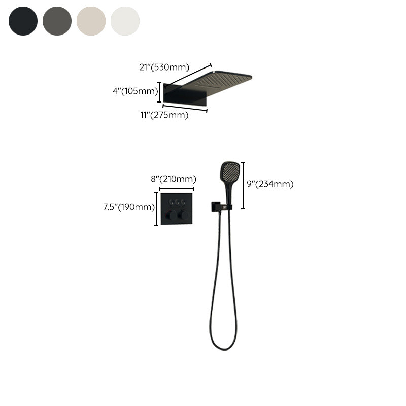 Modern Shower Trim Brass Wall Mounted Temperature Control Shower Combo