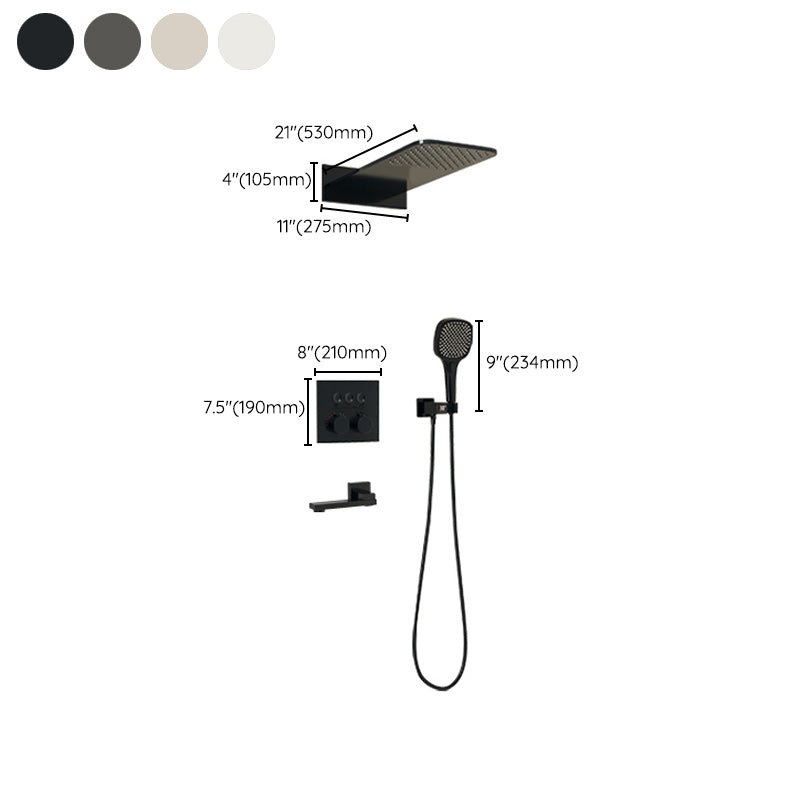 Modern Shower Trim Brass Wall Mounted Temperature Control Shower Combo