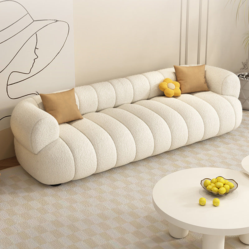 35" Wide Contemporary Sofa White Pillows Stationary Seating for Living Room