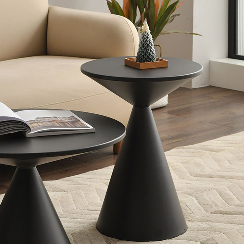 Contemporary Corner Table Metal Round Pedestal Side End Table