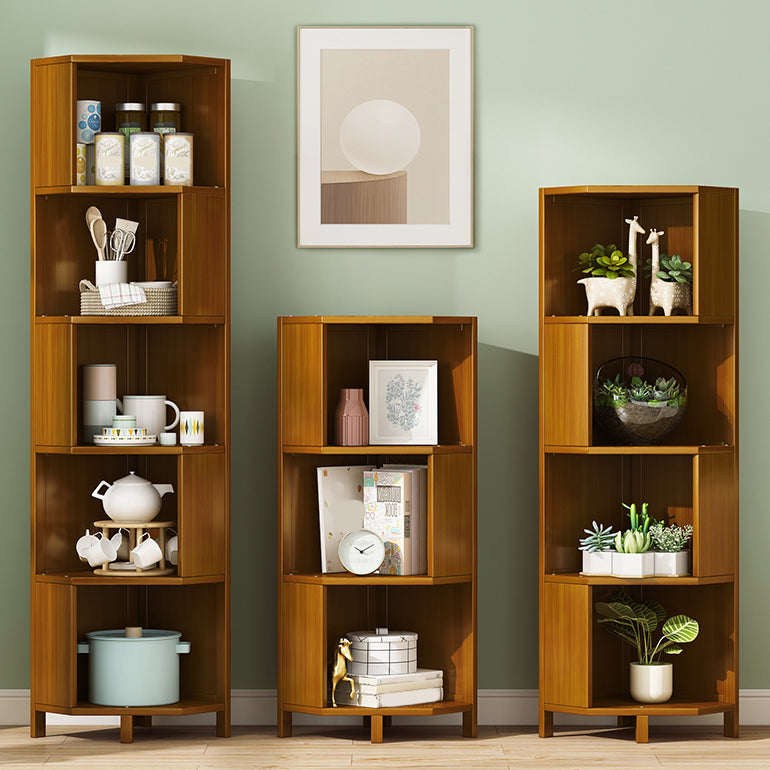 12.6"W Lacquered Accent Chest Brown Mid-Century Modern Chest with Shelves