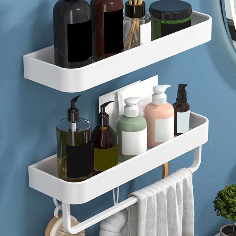 White 2-Piece Bathroom Hardware Modern Bathroom Accessory Set, Bath Shelf