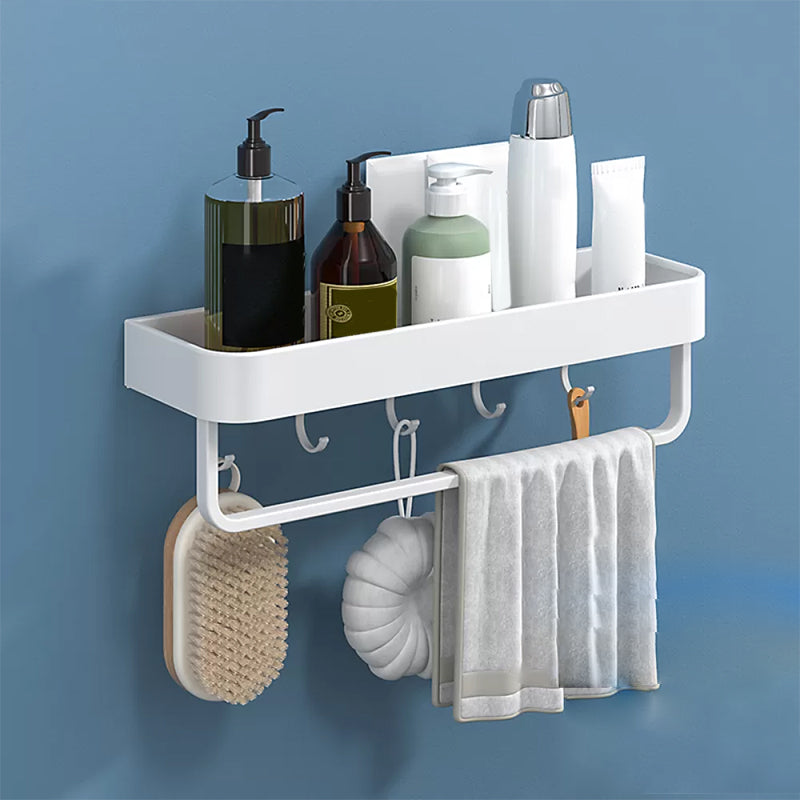 White 2-Piece Bathroom Hardware Modern Bathroom Accessory Set, Bath Shelf