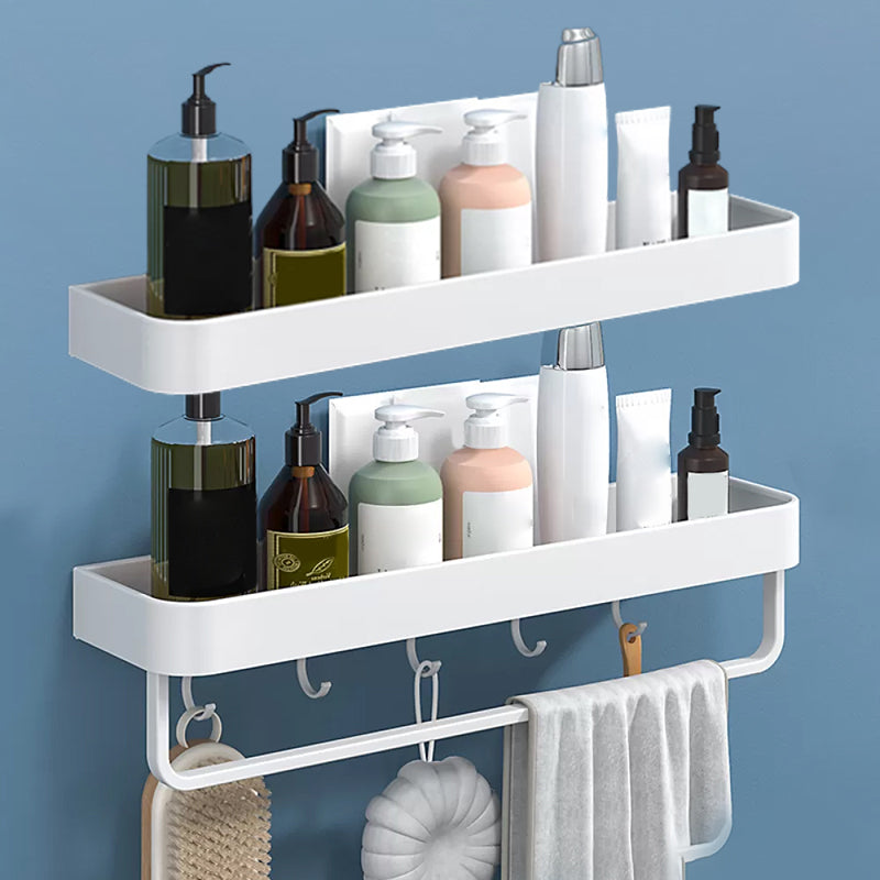 White 2-Piece Bathroom Hardware Modern Bathroom Accessory Set, Bath Shelf