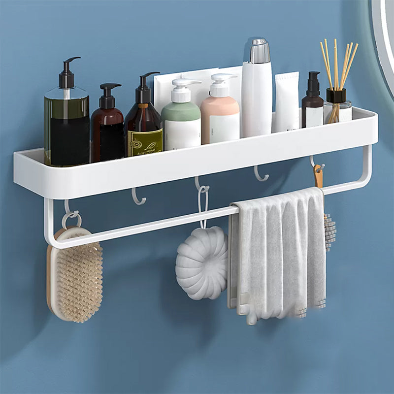 White 2-Piece Bathroom Hardware Modern Bathroom Accessory Set, Bath Shelf