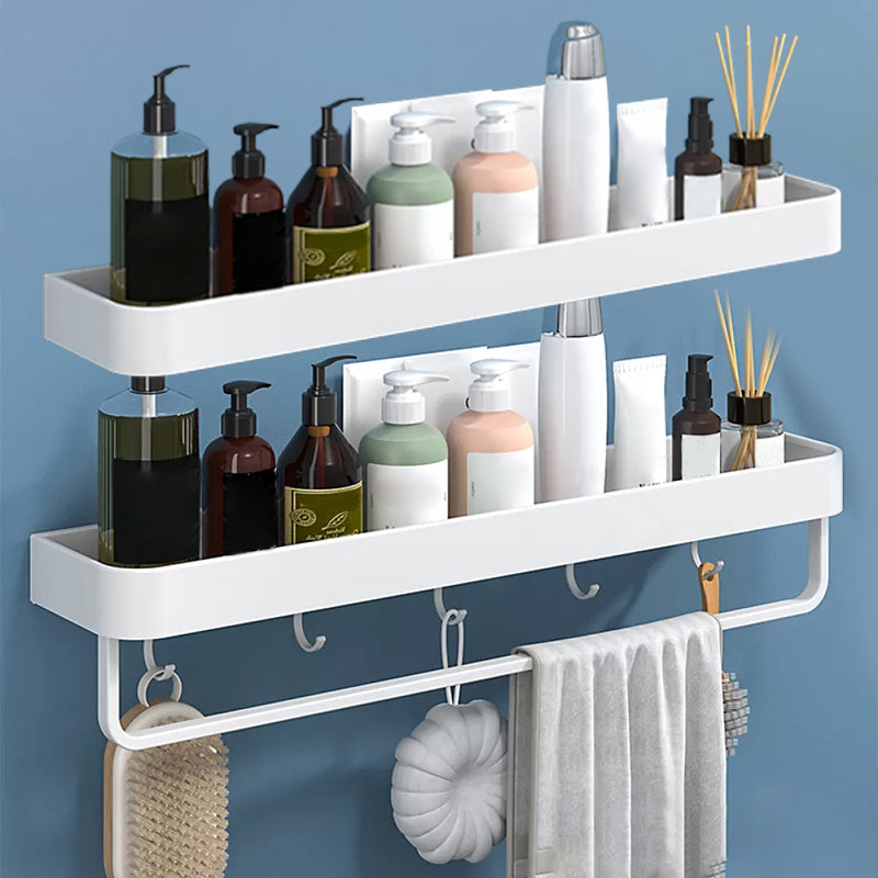 White 2-Piece Bathroom Hardware Modern Bathroom Accessory Set, Bath Shelf