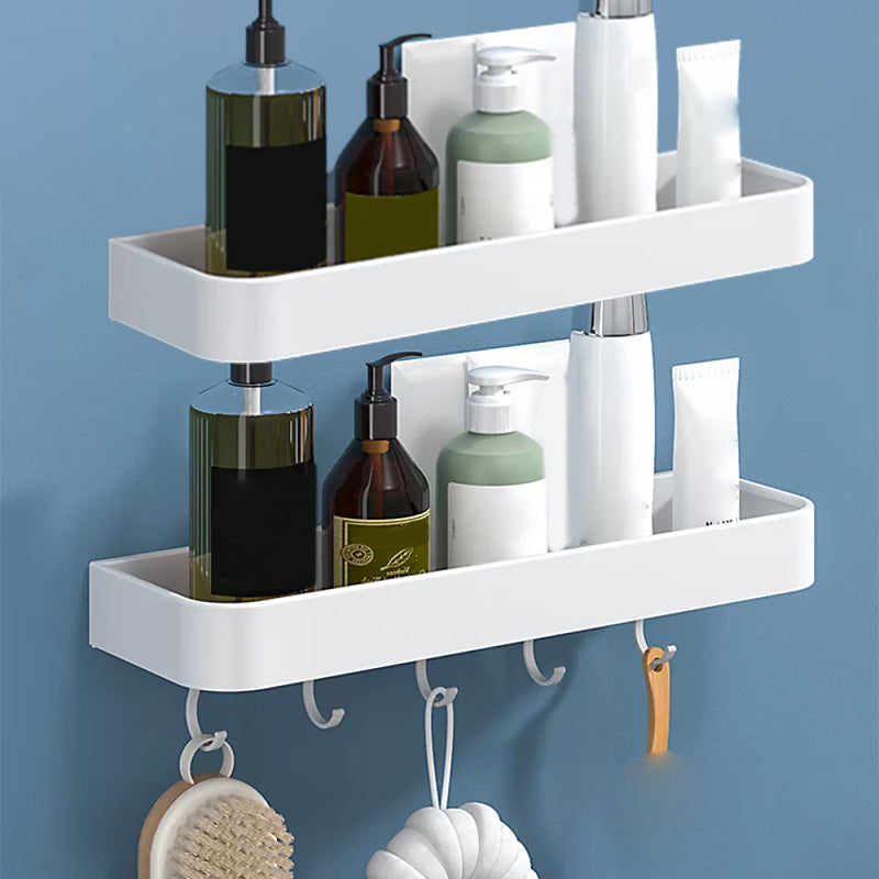White 2-Piece Bathroom Hardware Modern Bathroom Accessory Set, Bath Shelf