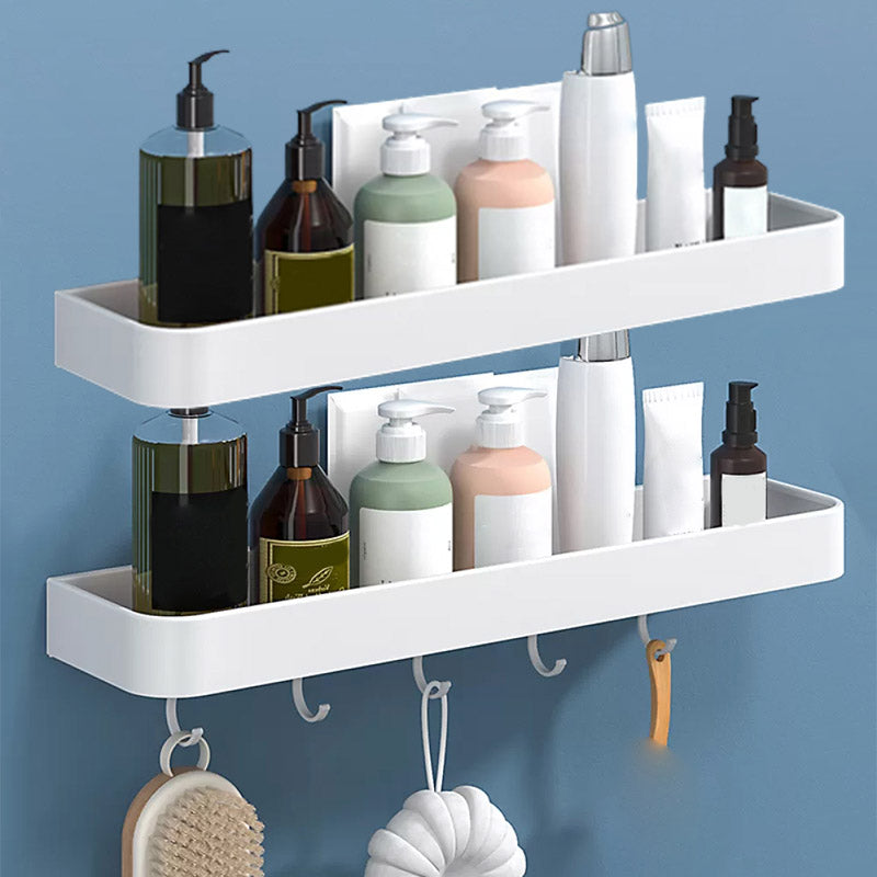 White 2-Piece Bathroom Hardware Modern Bathroom Accessory Set, Bath Shelf