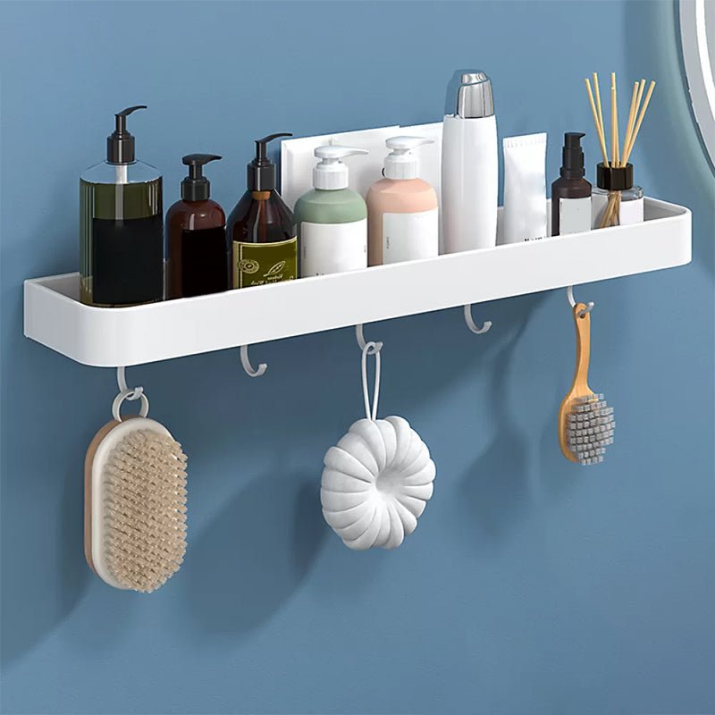 White 2-Piece Bathroom Hardware Modern Bathroom Accessory Set, Bath Shelf