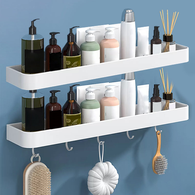 White 2-Piece Bathroom Hardware Modern Bathroom Accessory Set, Bath Shelf