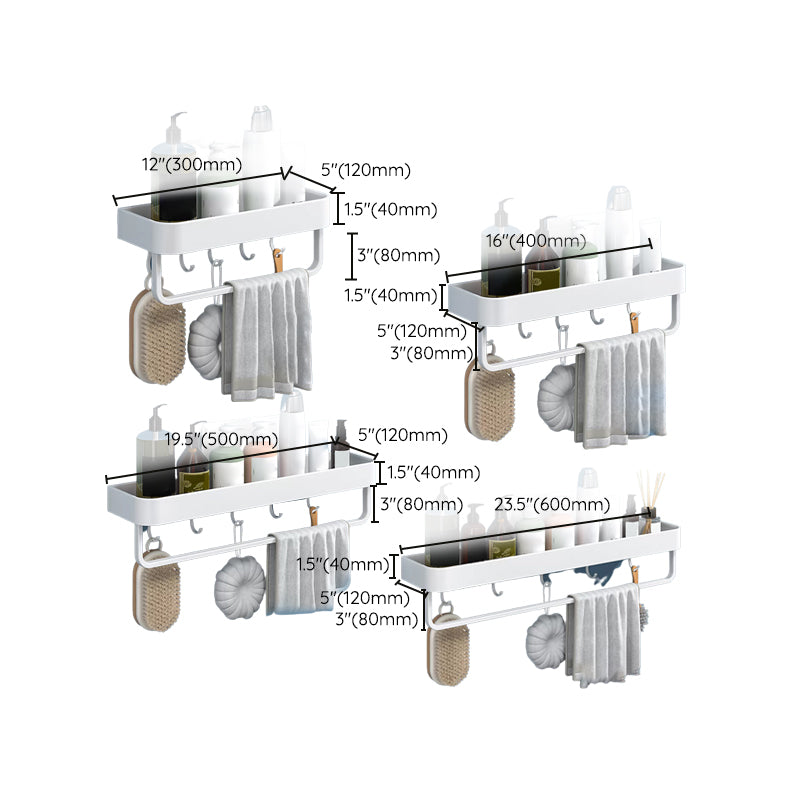 White 2-Piece Bathroom Hardware Modern Bathroom Accessory Set, Bath Shelf