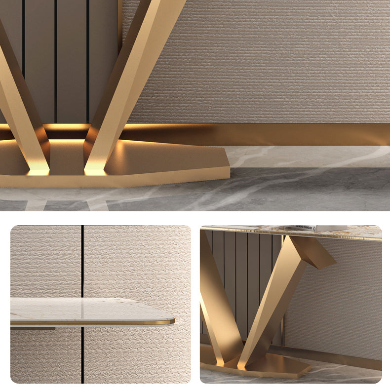 Contemporary Rectangle Console Table Stone Console Sofa Table for Hall