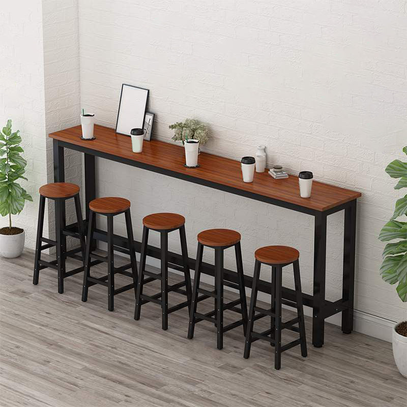 Contemporary Wood Bar Dining Table Rectangle Bar Table for Living Room