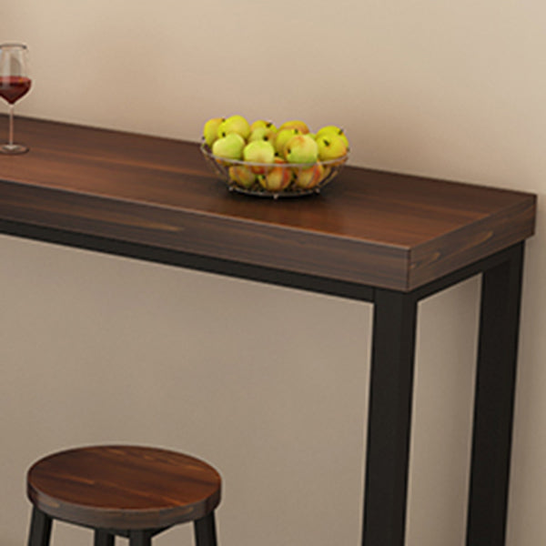 Contemporary Solid Wood Bar Dining Table Rectangle Bar Table in Brown