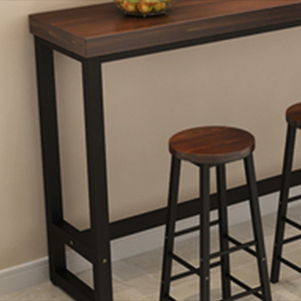 Contemporary Solid Wood Bar Dining Table Rectangle Bar Table in Brown