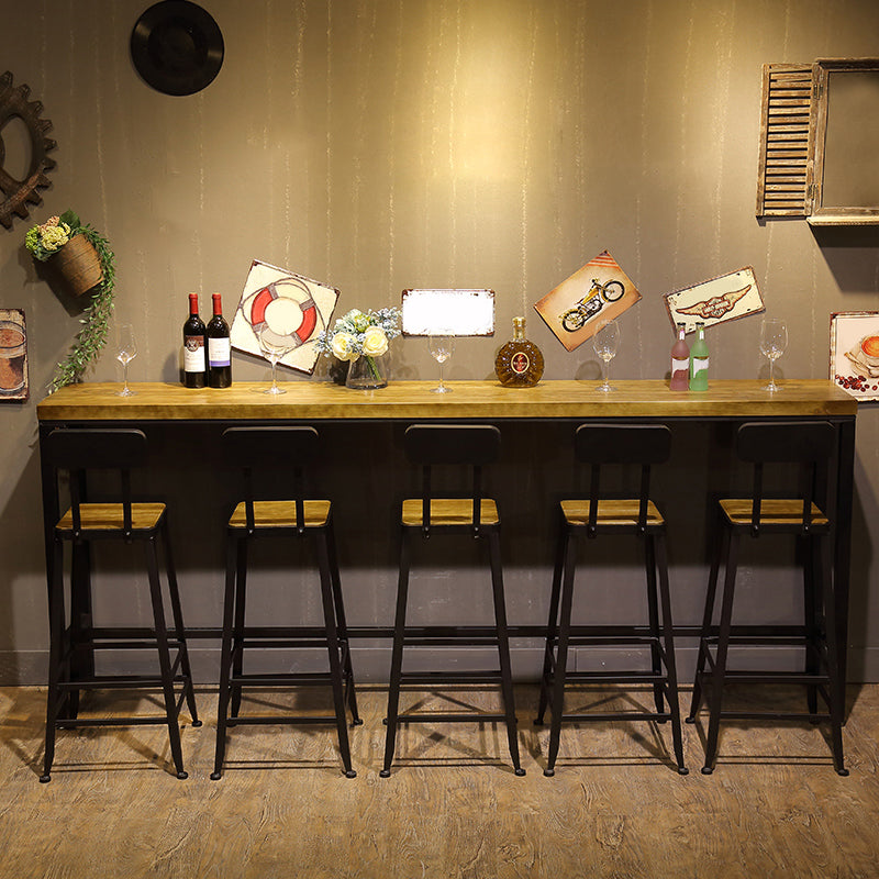 Contemporary Rectangle Bar Dining Table Solid Wood Bar Table in Brown