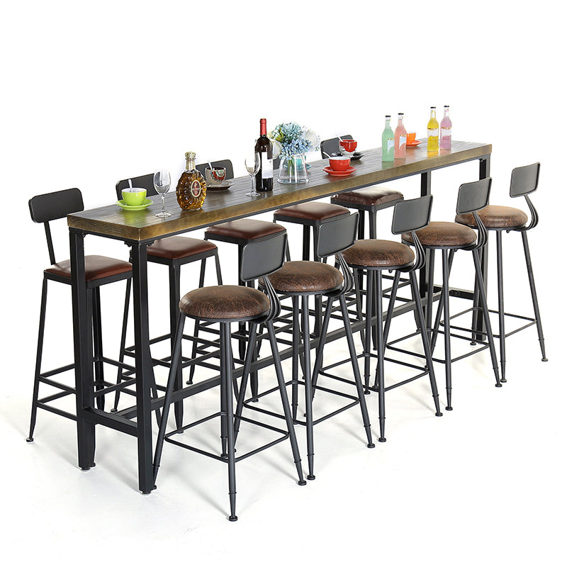 Contemporary Rectangle Bar Dining Table Solid Wood Bar Table in Brown