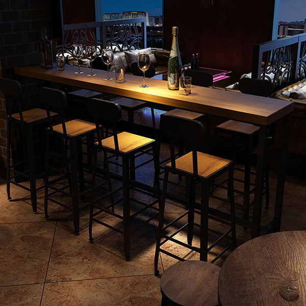 Contemporary Rectangle Bar Dining Table Solid Wood Bar Table in Brown