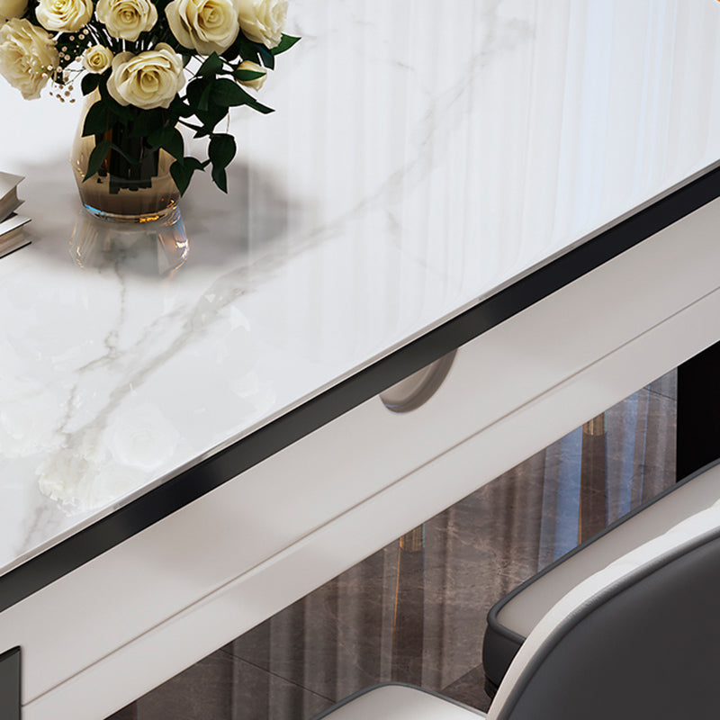 Glossy White Dinette Table with Wooden Legs Contemporary Foldable Dining Table for Home