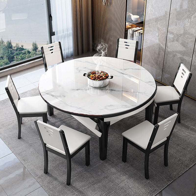 Modern Style Dining Table Solid Wood Base Round Dinner Table for Living Room