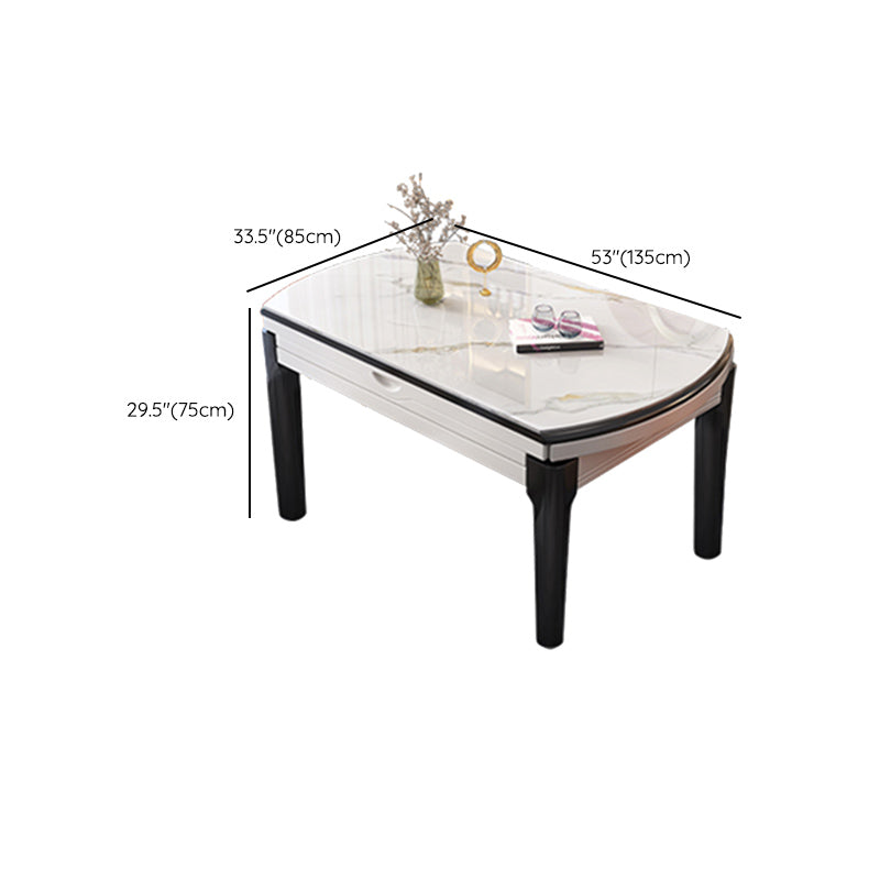 Modern Style Dining Table Solid Wood Base Round Dinner Table for Living Room