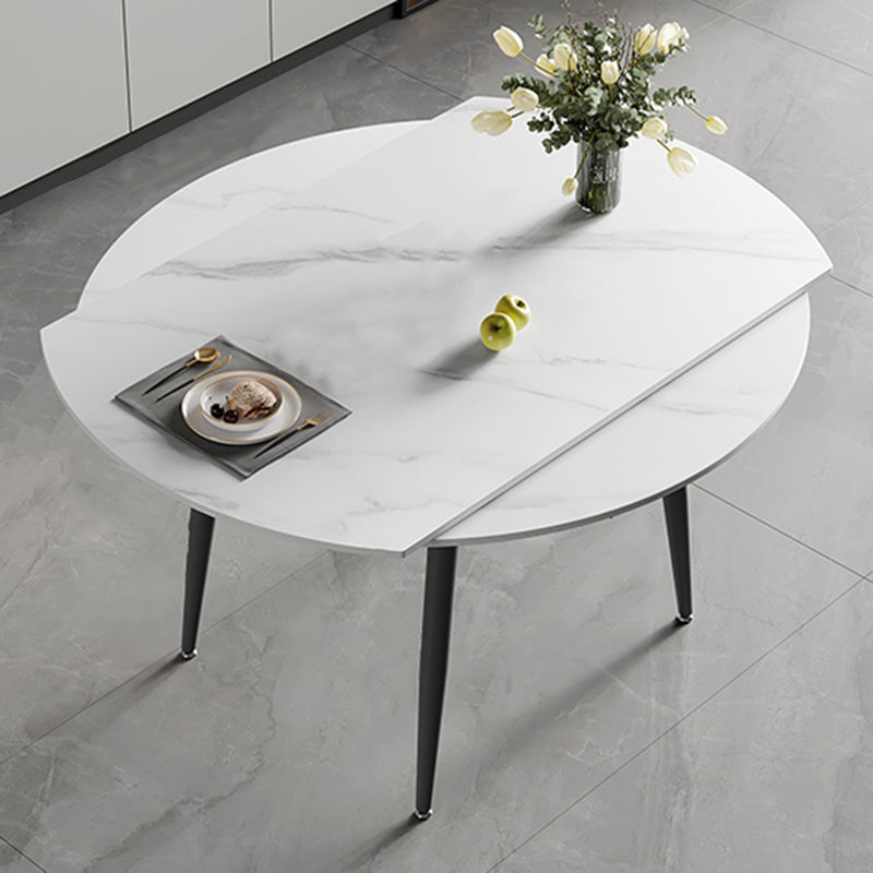 Modern Simple Dining Table Sintered Stone Dinner Table with Metal Legs