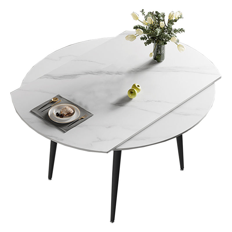 Modern Simple Dining Table Sintered Stone Dinner Table with Metal Legs