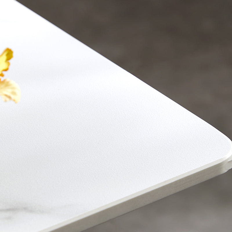 Modern Simple Dining Table Sintered Stone Dinner Table with Metal Legs