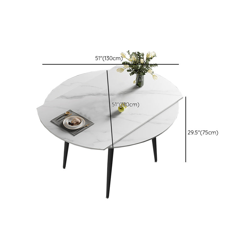 Modern Simple Dining Table Sintered Stone Dinner Table with Metal Legs