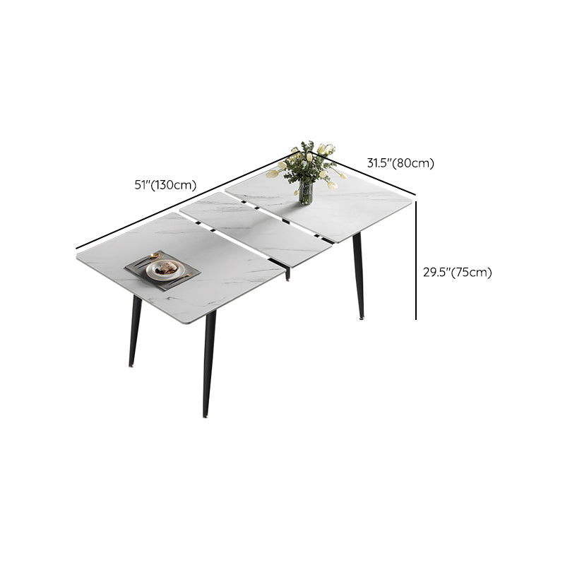 Modern Simple Dining Table Sintered Stone Dinner Table with Metal Legs