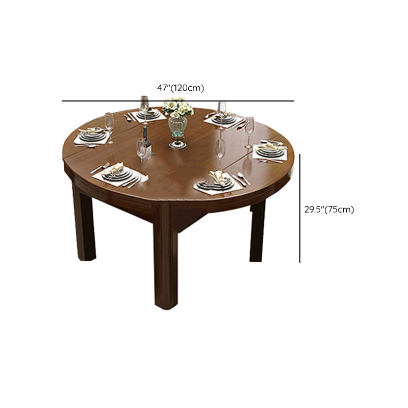 Brown Solid Wood Dining Table for Home Modern Foldable Dinette Table