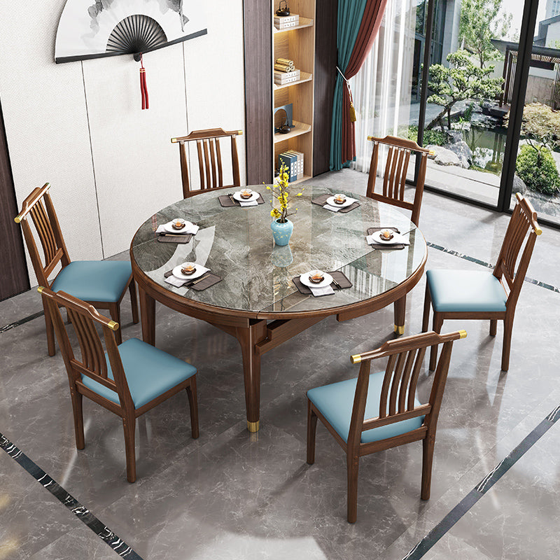 Modern Simple Dining Table Sintered Stone Dinner Table with Wood Legs