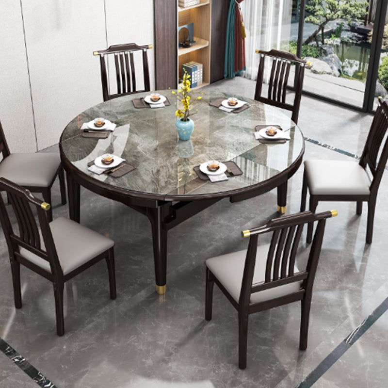 Modern Simple Dining Table Sintered Stone Dinner Table with Wood Legs