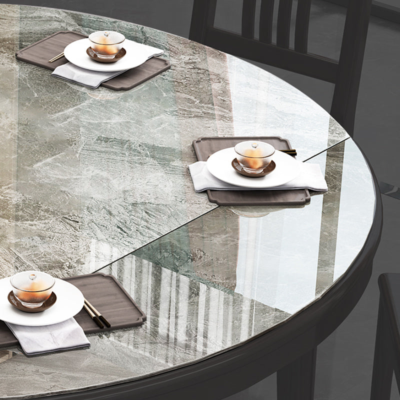 Modern Simple Dining Table Sintered Stone Dinner Table with Wood Legs