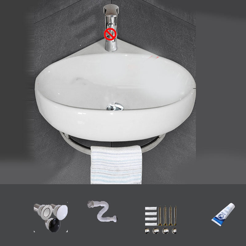 Bathroom Sink White Ceramic Wall-mounted Mirror Faucet Anti-spill Sink
