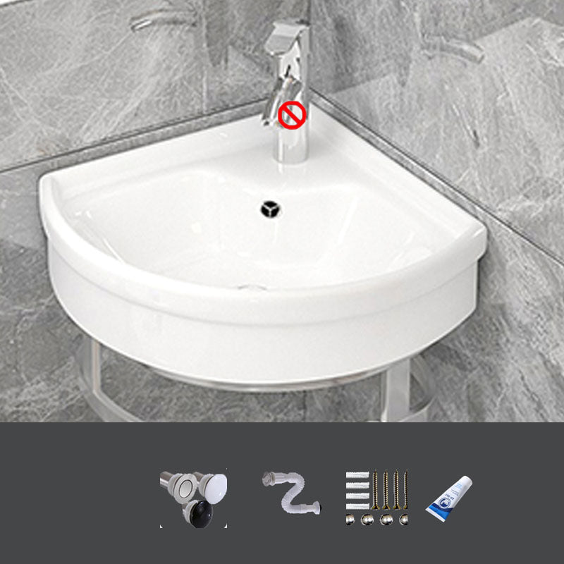 Bathroom Sink White Ceramic Wall-mounted Mirror Faucet Anti-spill Sink