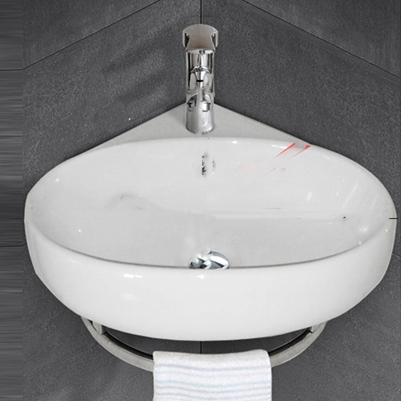 Bathroom Sink White Ceramic Wall-mounted Mirror Faucet Anti-spill Sink