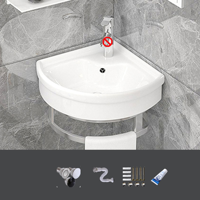 Bathroom Sink White Ceramic Wall-mounted Mirror Faucet Anti-spill Sink
