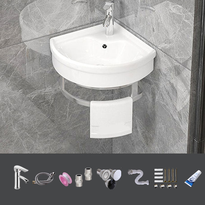 Bathroom Sink White Ceramic Wall-mounted Mirror Faucet Anti-spill Sink