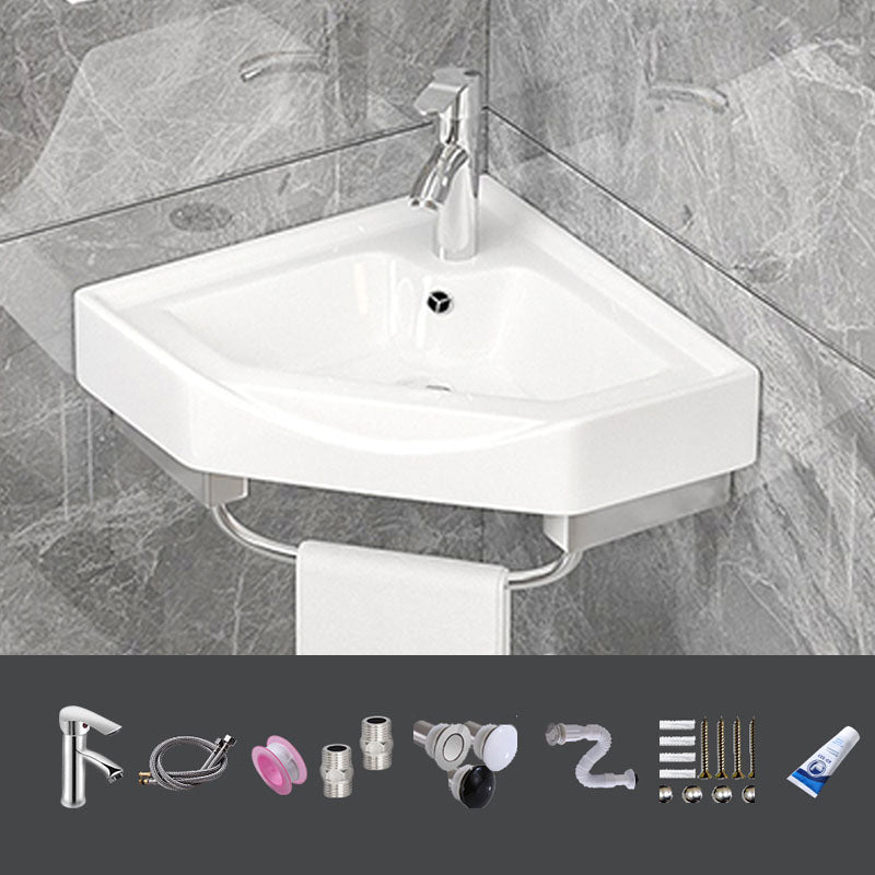 Bathroom Sink White Ceramic Wall-mounted Mirror Faucet Anti-spill Sink